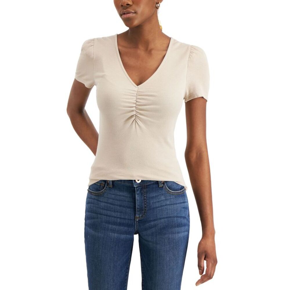 INC International Concepts Ribbed Ruched Top